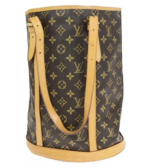 LOUIS VUITTON BUCKET GM Shoulder Tote Bag Monogram Leather Brown - Picture 15 of 16